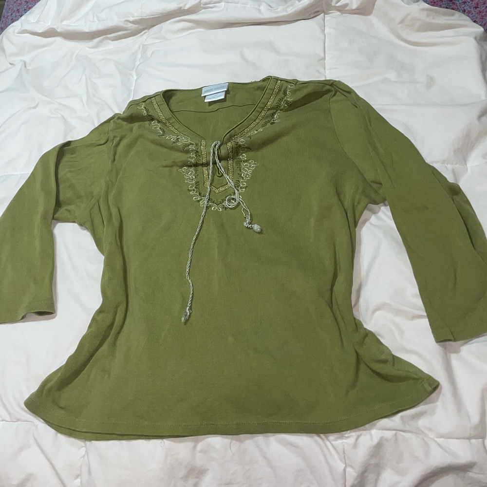 Green lounge hippie top | mid sleeve green top